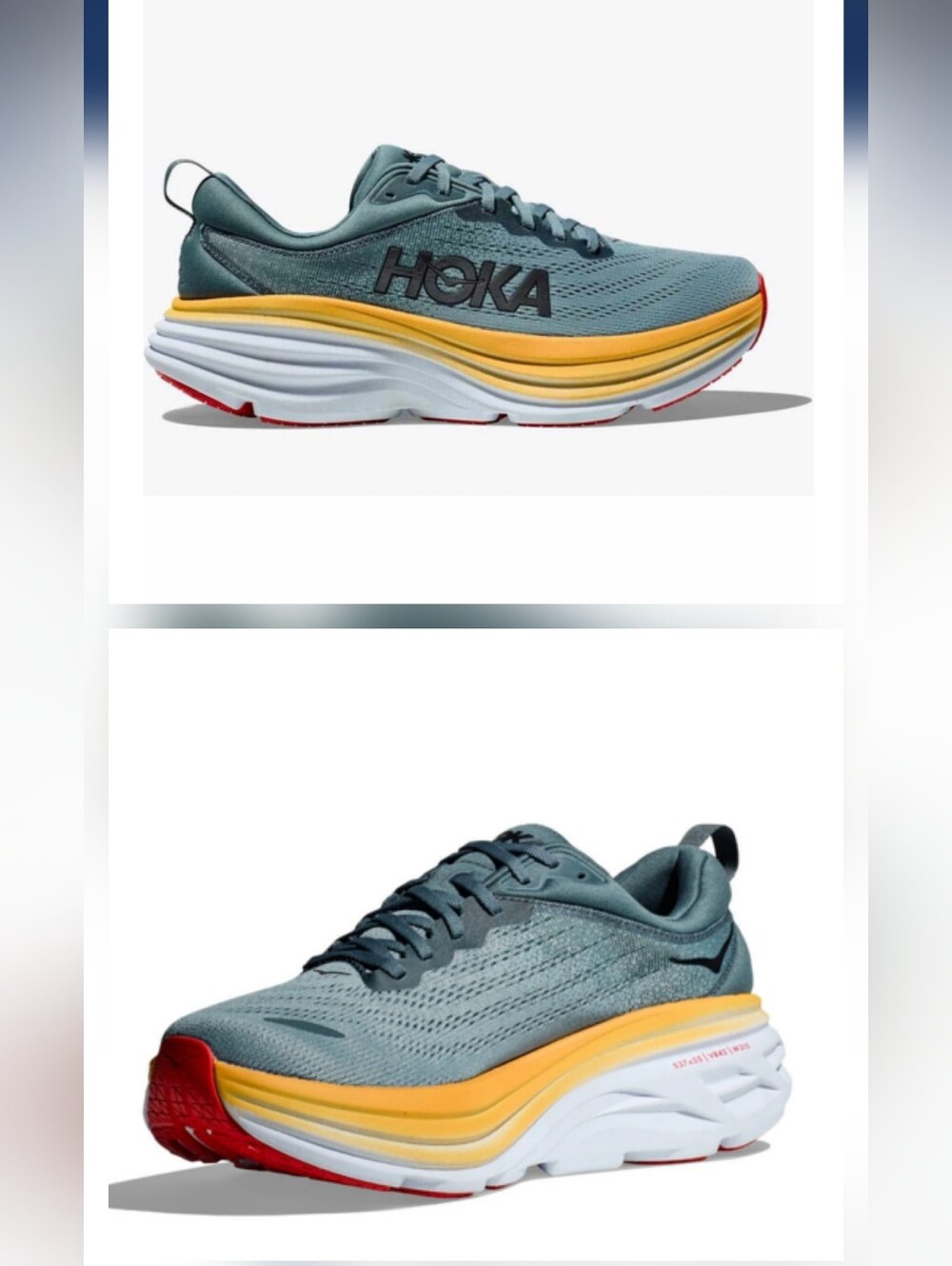 Hoka Men's Bondi 8 Running Shoes in Goblin Blue/Mountain Spring, Size 10D